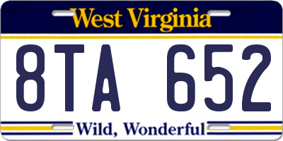 WV license plate 8TA652