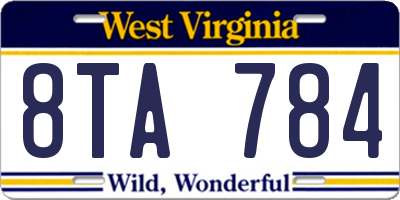 WV license plate 8TA784