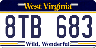 WV license plate 8TB683