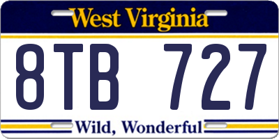 WV license plate 8TB727