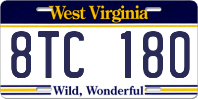 WV license plate 8TC180
