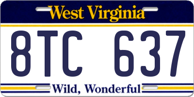 WV license plate 8TC637