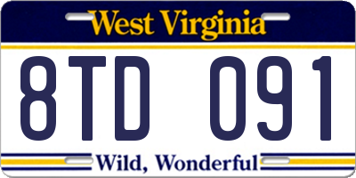 WV license plate 8TD091