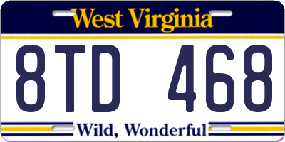 WV license plate 8TD468