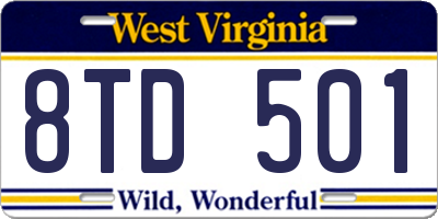 WV license plate 8TD501