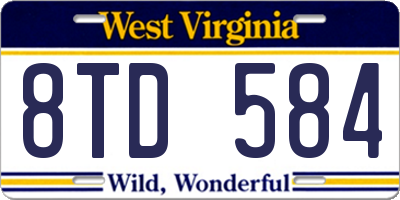 WV license plate 8TD584