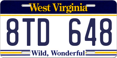 WV license plate 8TD648