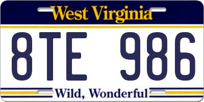 WV license plate 8TE986