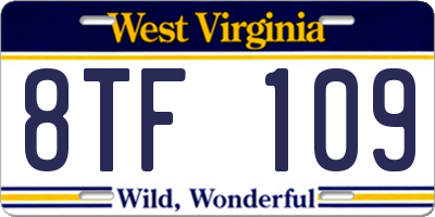 WV license plate 8TF109