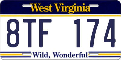 WV license plate 8TF174
