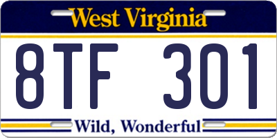 WV license plate 8TF301