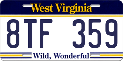 WV license plate 8TF359