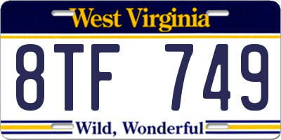 WV license plate 8TF749