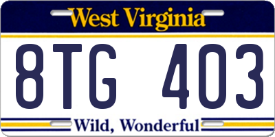 WV license plate 8TG403
