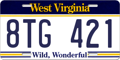 WV license plate 8TG421