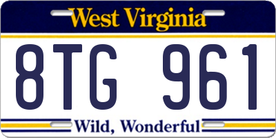 WV license plate 8TG961