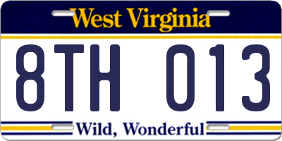 WV license plate 8TH013