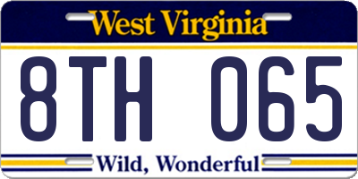 WV license plate 8TH065