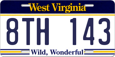 WV license plate 8TH143