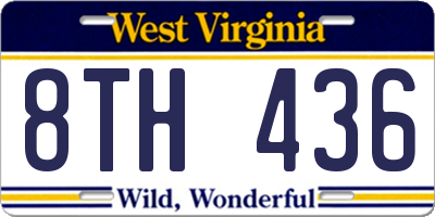 WV license plate 8TH436