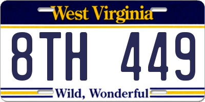 WV license plate 8TH449