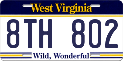 WV license plate 8TH802
