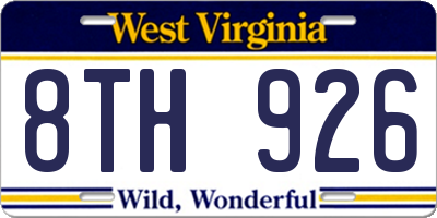 WV license plate 8TH926