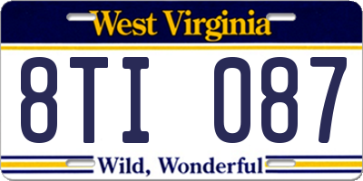 WV license plate 8TI087