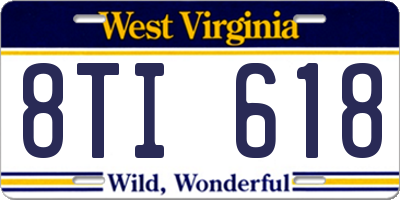 WV license plate 8TI618