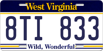 WV license plate 8TI833