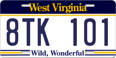 WV license plate 8TK101