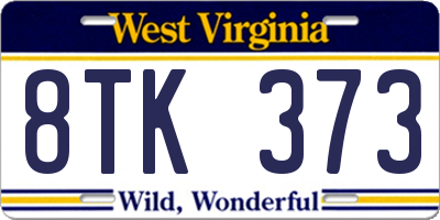 WV license plate 8TK373