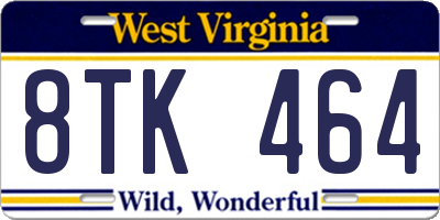 WV license plate 8TK464