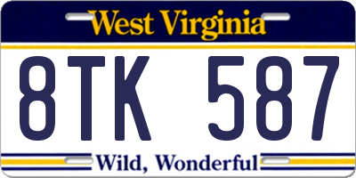 WV license plate 8TK587