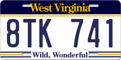 WV license plate 8TK741