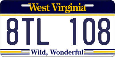 WV license plate 8TL108