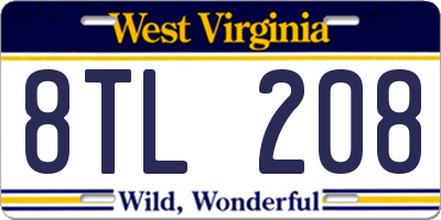 WV license plate 8TL208