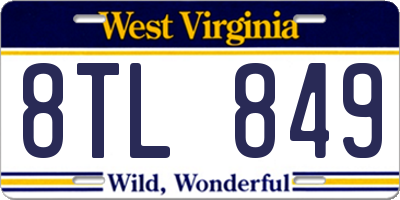 WV license plate 8TL849