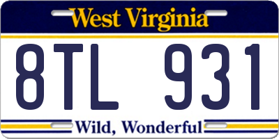 WV license plate 8TL931