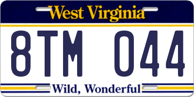 WV license plate 8TM044