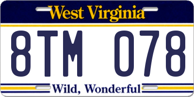 WV license plate 8TM078