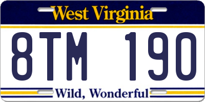 WV license plate 8TM190