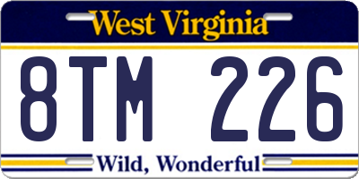WV license plate 8TM226