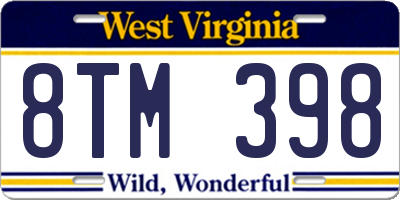 WV license plate 8TM398