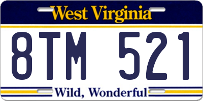 WV license plate 8TM521