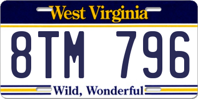 WV license plate 8TM796