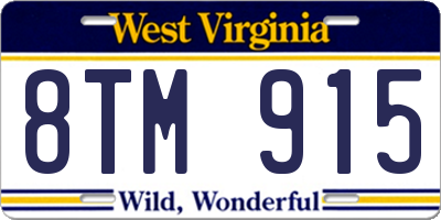 WV license plate 8TM915