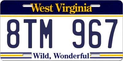 WV license plate 8TM967