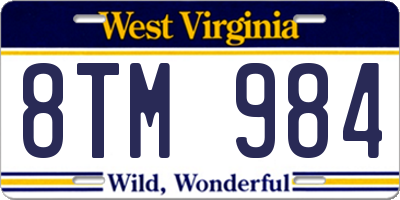 WV license plate 8TM984