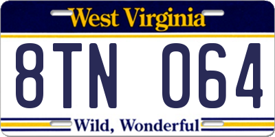 WV license plate 8TN064